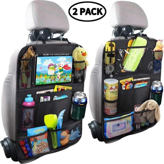 Luxe auto organizer met tablethouder- Autostoel organiser voor kinderen met 10 vakken- van Luxe