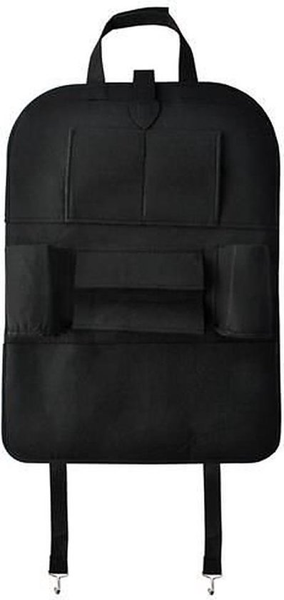 Luxe auto stoel organiser – Autostoel opbergzak – Organizer auto voor kinderen met tablet opbergvak en bekerhouders – Auto accessoire voor passagiers – Vilt – Zwart van Luxe