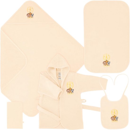 Luxe Baby Cadeauset 5-Delig - Badjas, Badhanddoek, Slab en Meer - Cadeau voor Pasgeboren Jongen en Meisje 0-12 Maanden van Merkloos