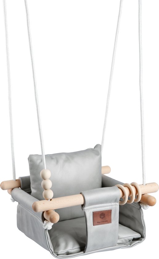 Luxe Baby / Kinder Schommel voor binnen of buiten! - Baby Swing Grijs - Schommelstoel inclusief Zachte Kussens, Veiligheidsriem en Bevestigingsmaterialen - Gemonteerd Verzonden! BEKEND VAN TV! van Luxe