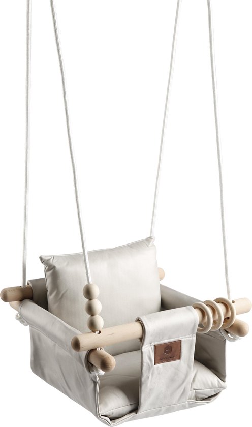 Luxe Baby / Kinder Schommel voor binnen of buiten! - Baby Swing Off-White - Schommelstoel inclusief Zachte Kussens, Veiligheidsriem en Bevestigingsmaterialen - Gemonteerd Verzonden! BEKEND VAN TV! van Luxe