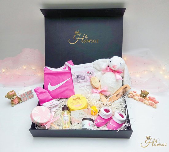 Luxe Baby & Mama Cadeaubox - Hawsaz.nl cadeau - Babygeschenksets - Geboortecadeau - babyshower - Babyset- Babykado - Babygeschenk - Baby knuffel - Babyverzorging - Babykleding- Zwitsal - Baby Nike van Hawsaz