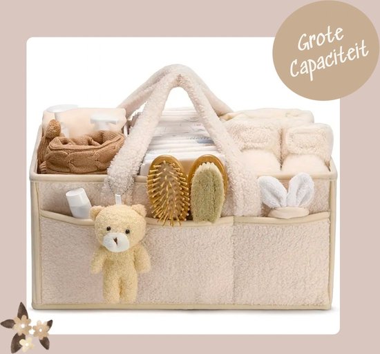 Luxe Baby Organizer - Grote Capaciteit Opbergvakken - Zachte Teddy Luiertas - Zacht & Veilig Materiaal - Opberg tas van Little Indians