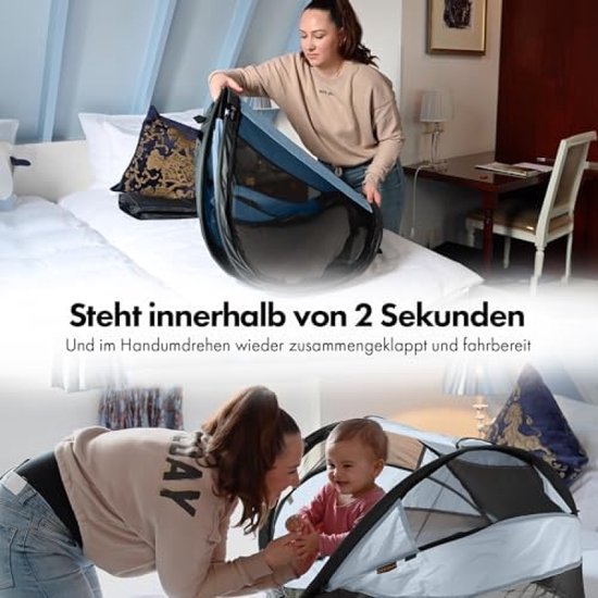 Luxe Baby Reisbed met Matras - Van Geboorte tot 2,5 Jaar - Pop-Up Babybed - Incl. Klamboe & Reistas van Luxe
