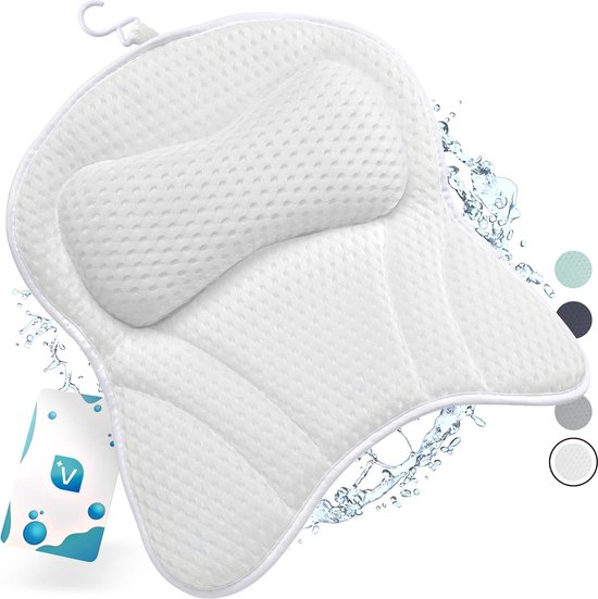 Luxe Badkussen Wit - Orthopedisch Nekkussen met Zuignappen - Home Spa Hoofd Nek & Schouders Steun - Bad en Bakuip Nekkussen van Luxe