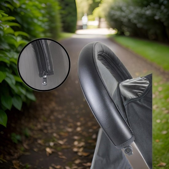 Luxe Buggy Handvat Hoes - Black - Kinderwagen - 53X11 cm - Zwart van $