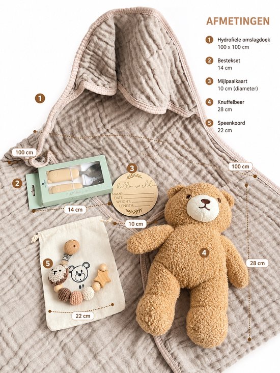 luxe geboorte cadeau voor jongen en meisje, duurzaam, beige