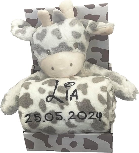 Luxe Geboortecadeau Baby: Knuffel en Gepersonaliseerde Dekentje met Naam en Geboortedatum