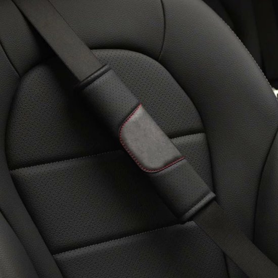 Luxe Gordel Covers - Set van 2 Gordelhoezen - Zwart Leather Look - Zachte Gordel Hoes Beschermer - Ook voor Kinderen -Geschikt voor alle automerken/ universeel - Auto Accessoires - Gordelhoes Gordelbeschermer van LUXE.