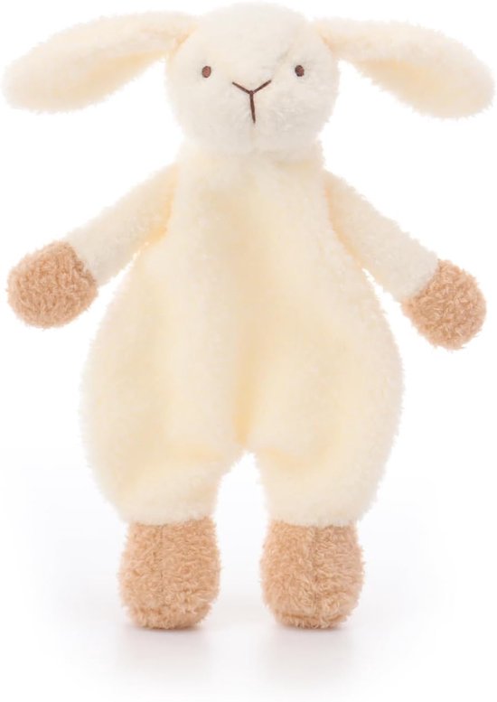 Luxe Knuffeldeken Wit Konijn Veiligheidsdekentje Knuffel Pluche Baby Speelgoed 25.5cm van Merkloos