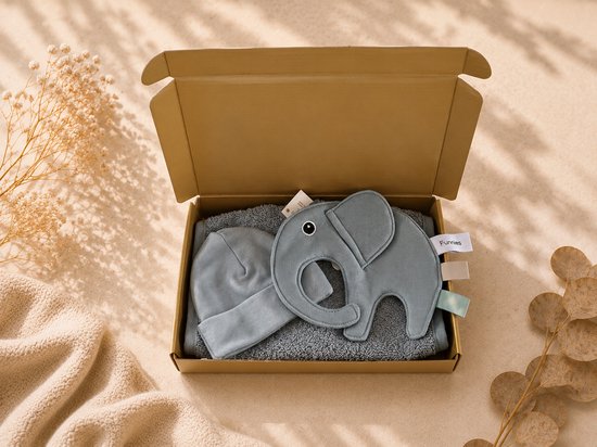 Luxe Kraamcadeau Baby Jongen - Mutsje, Slab en Speendoekje - 100% Katoen - Kraamcadeau - lichtblauw / blauw - Origineel babyshower / Kraamcadeau van LUXE.