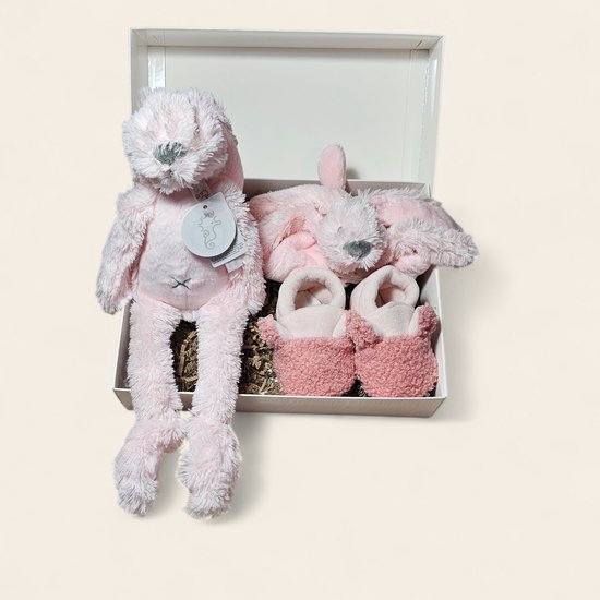 Luxe kraamcadeau meisje – met Richie Tuttle, Richie knuffel 28 cm en slofjes van Merkloos