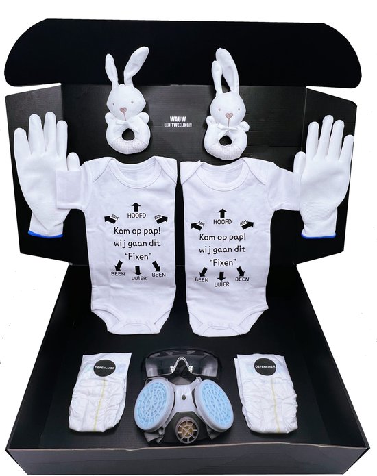 Luxe kraamcadeau voor een tweeling - cadeau tweeling babyshower - tweeling gender reveal - kan ook rechtstreeks als cadeau worden geleverd, geboortecadeau tweeling van Merkloos