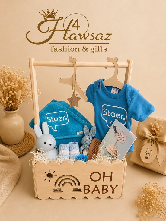 Luxe kraamcadeaus voor jongen - Hawsaz.nl cadeau - Babygeschenksets 11 stuks Blauw -Gepersonaliseerde - Geboortecadeau - babyshower - Babyset - Babydeken - Stoer - Babykado - Baby geschenk - baby speelgoed - Babyverzorging - Badcape -