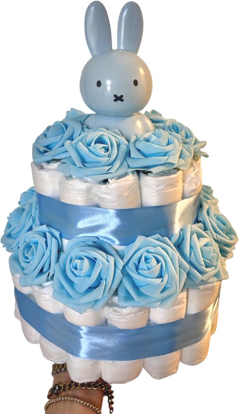 Luxe nijntje luiertaart jongen - met roosjes van Merkloos