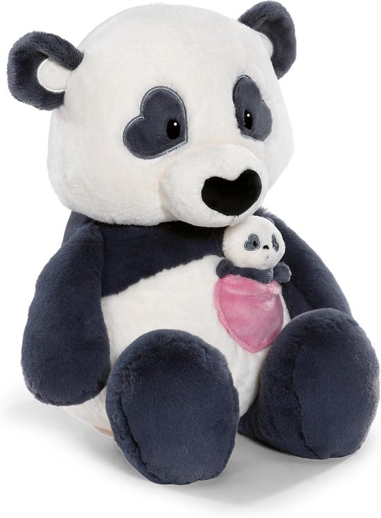 Luxe Pluche Panda Knuffel met Hartvormige Tas en Baby Panda, 40 cm Zacht & Schattig Speelgoed van Merkloos