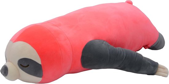 Luxe Sloth Knuffelkussen - Zijslaperkussen en Verpleegkussen - Extreem Zacht XXL Pluche Speelgoed - Roze Kinderkussen 75 cm van Merkloos