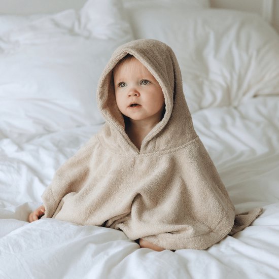 Luxe Speenkoorden - badponcho met capuchon baby - beige/sand - zwemmen – vakantie van Merkloos
