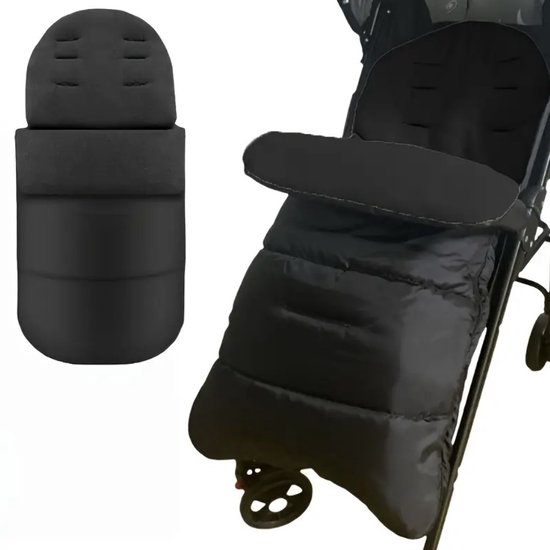 Luxe Voetenzak voor Kinderwagen & Buggy - Warm - Gevoerd - Water- en Wind Afstotend - Zwart - Veiligheidsgordel