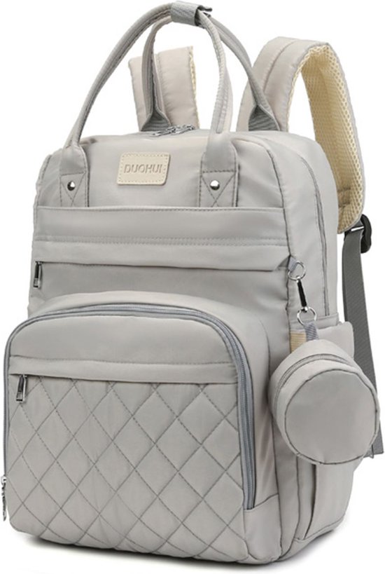 Luxegoed® Luiertas Rugzak met Verschoonmatje - Lichtgrijs - Inclusief – kinderwagenhaken - spenenetui en Isoleervak – Complete Set - A Kwaliteit van Luxegoed