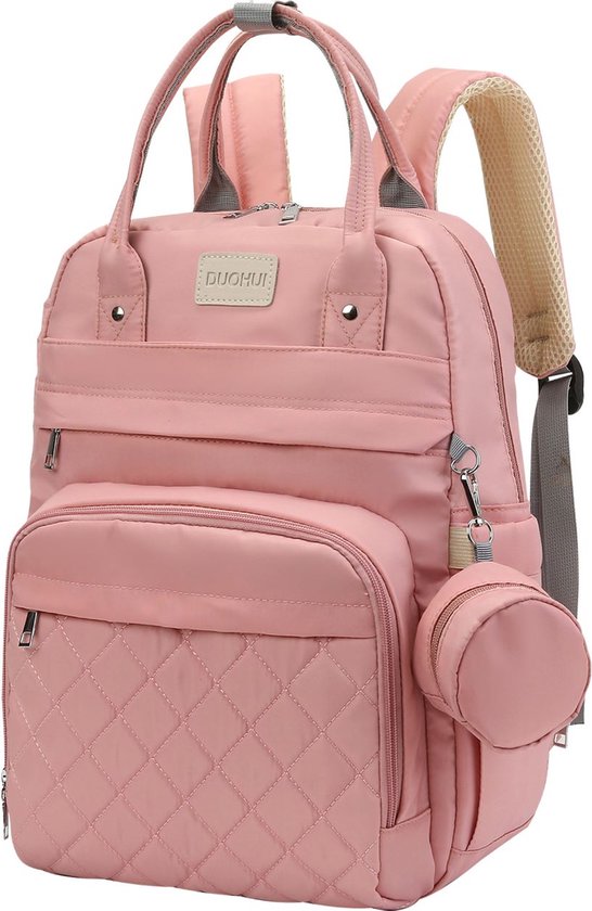 Luxegoed® Luiertas Rugzak met Verschoonmatje - Luiertassen - Rugtas - Roze - Inclusief – Buggy /kinderwagenhaken, spenenetui en Isoleervak – Complete Set van Luxe