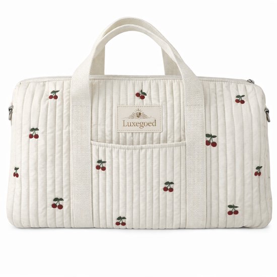 Luxegoed® Luiertas Rugzak, Verzorgingstas voor aan de kinderwagen en Buggy – Schoudertas – Kersen - XL van Merkloos