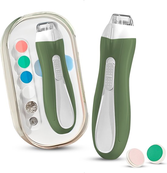 Luxegoed - Nagelvijl set - Nagel vijl set - Electrische Baby Nagel Vijl - Veilig nagels verzorgen met LED licht voor baby, peuter, kinderen en volwassenen - met 6 verschillende vijlen en verstelbare snelheden