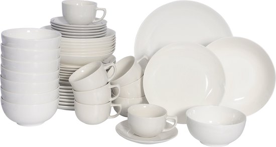 Luzzo® Cardiff Serviesset 8 persoons - 48 delig servies - Wit Porselein