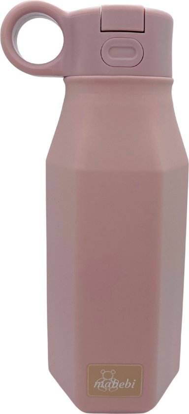 Mabebi - Drinkfles met kliksysteem 350 ml - Lekvrije drinkfles voor kinderen - Waterfles voor onderweg - Siliconen drinkfles met rietje - Schoolbeker - Premium roze van Mabebi