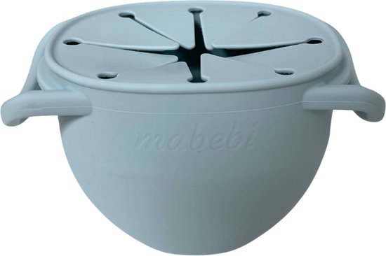 Mabebi - Eetkom voor peuters/ kleuters - Baby eetbord met spiraalopening - Snackkom - Grabbelkom inklapbaar - Blauw van Mabebi