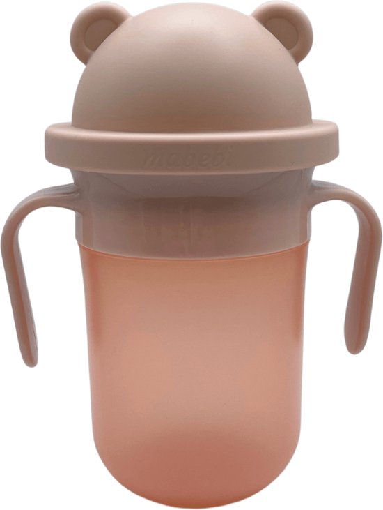Mabebi - Magic oefenbeker - Trainingsbeker voor baby en kind - Oefenbeker met deksel - 360° Drinkbeker - Drinkbeker met handvaten - Roze Premium van Mabebi