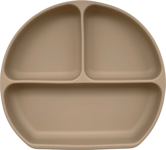 Mabebi - Siliconen verdeelbord met zuignap - Baby eetbord - Kinderbord met vakjes - Vakjesbord - Beige van Mabebi