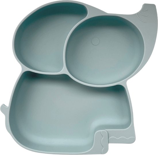Mabebi - Vakjesbord - Siliconen kinderbord met zuignap - Eetbord - Verdeelbord - Olifant Blauw van Mabebi