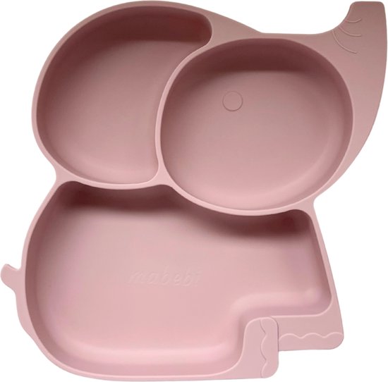 Mabebi - Vakjesbord - Siliconen kinderbord met zuignap - Eetbord - Verdeelbord - Olifant Roze van Mabebi