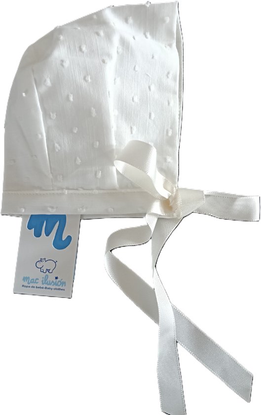 Mac Ilusion Baby doopmutsje | 0166G | crudo / creme | met striklint | 0-1 maand | maat 50-56 van Merkloos