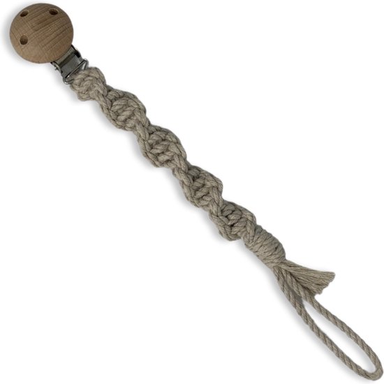 Macramé Speenkoord 'Spiral' - Beige - Katoen - Macramé - Handgemaakt in Nederland - Inclusief Verzendkosten van Juusje Design
