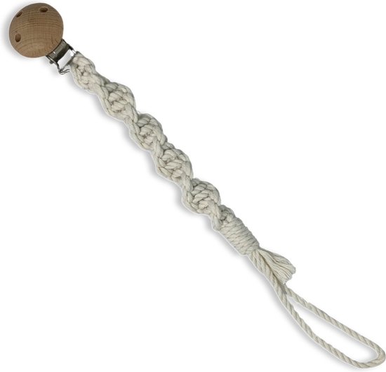 Macramé Speenkoord 'Spiral' - Gebroken Wit - Katoen - Macramé - Handgemaakt in Nederland - Inclusief Verzendkosten van Het Kleine Avontuur