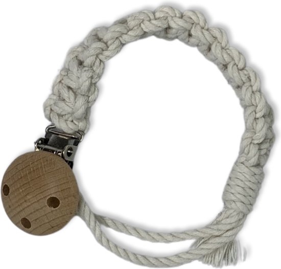 Macramé Speenkoord 'Square' - Gebroken Wit/Ecru - Katoen - Macramé - Handgemaakt in Nederland - Inclusief Verzendkosten van Merkloos