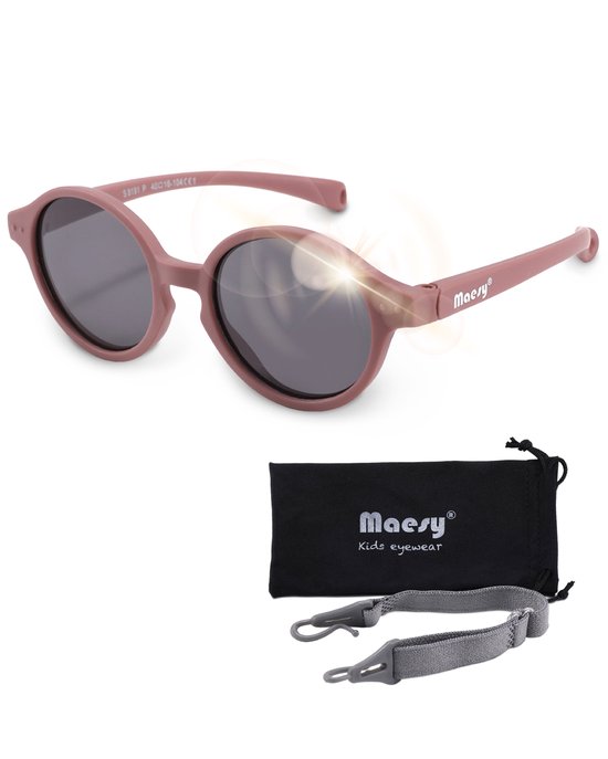 Maesy - baby zonnebril Noah - 0-2 jaar - flexibel buigbaar - verstelbaar elastiek - gepolariseerde UV400 bescherming - jongens en meisjes - babyzonnebril ovaal - paars van Maesy