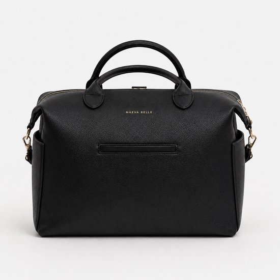 Maeva Belle - Luiertas - Zwart vegan leer - Gouden hardware