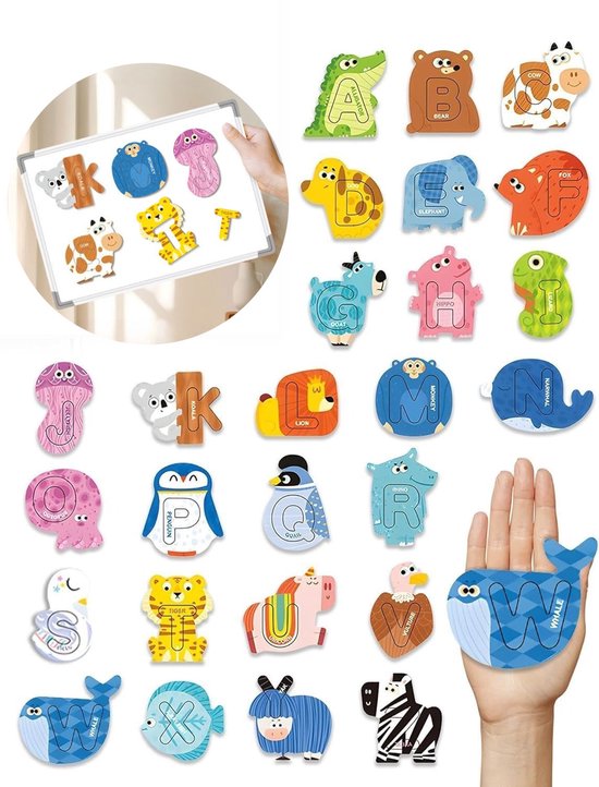 Magnetisch Dieren Alfabet Puzzle - Alfabet Diervormig Speelgoed Educatief Speelgoed Educatief Speelgoed met Dierenletters voor Kinderen 2-6 jaar, voor Koelkast & Whiteboard van Nukied