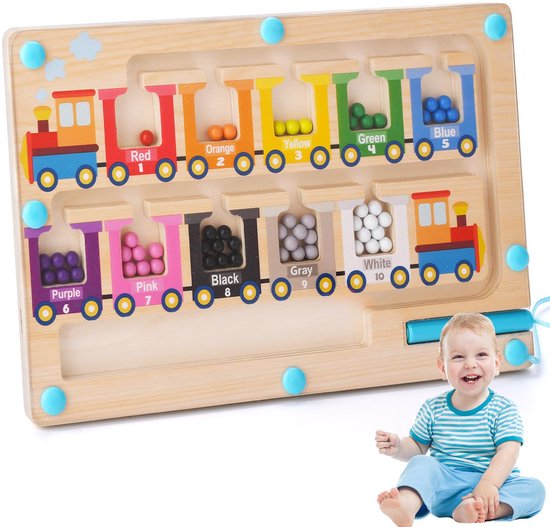 Magnetisch Doolhof - Montessori speelgoed - Houten speelgoed - Magnetisch Kleur- en Nummerdoolhof - Sensorisch speelgoed - Peuter speelgoed - Educatief Montessori Speelgoed 3 jaar
