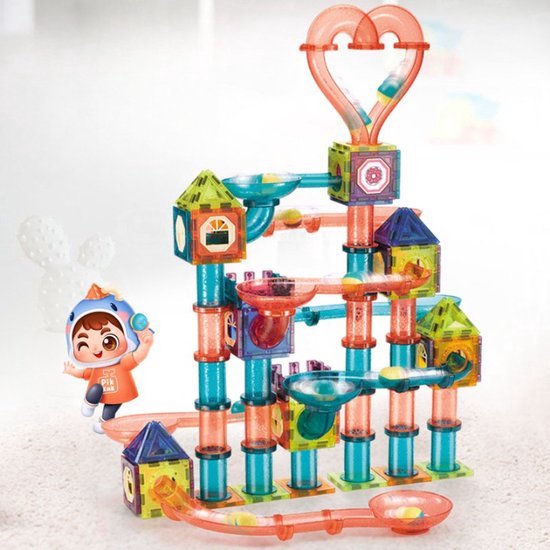 Magnetisch Speelgoed - 111 Stuks - Met Led Lampen - Educatief Speelgoed - Magneet Speelgoed - Magnetische Bouwstenen - Knikkerbaan van Magnetisch Speelgoed