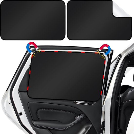 Magnetisch zonwerend gordijn voor auto, baby-kinderen met UV-bescherming, reflecterende hittebescherming, privacybescherming, zonwerend gordijn auto geschikt voor universele auto, SUV, vrachtwagen van Caramaz