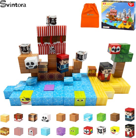 Magnetische Blokken Speelgoed-Svintora® 100 stuks Magnetic Tiles-Montessori Speelgoed- Voor 3+ jaar van Merkloos