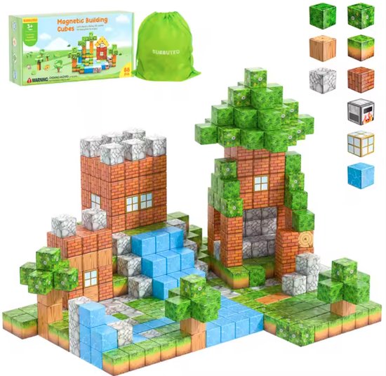 Magnetische bouwset - Magnetic Building Blocks - Speel & Leermiddel voor Creativiteit (102 Stukken) - Minecraft like van Mammatoyz