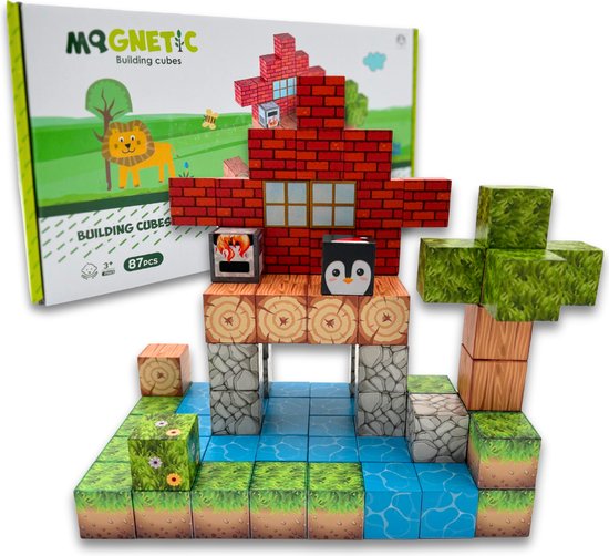 Magnetische bouwstenen - 87 stuks - Magnetisch speelgoed - Magneten speelgoed - Montessori speelgoed - Educatief speelgoed - Magnetisch bouwspeelgoed van Wolffy Smart