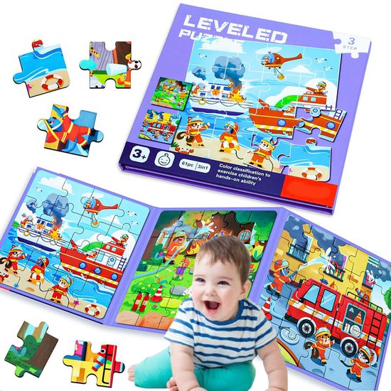 Magnetische puzzels voor peuters - Reisspelletjes voor kinderen - Magnetische puzzels met brandweerthema voor kinderen van 4-8 jaar — Educatief puzzelcadeau voor jongens en meisjes van Merkloos