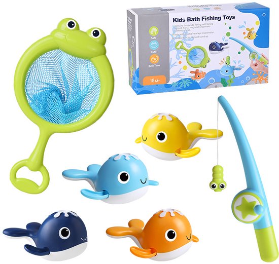 Magnetische Vishengels Badspeelgoed 6-delig - Veilig BPA-vrij Badespeeltjes voor Jongens/Meisjes 1-3 Jaar, Educatief Bad Speelgoed Cadeau