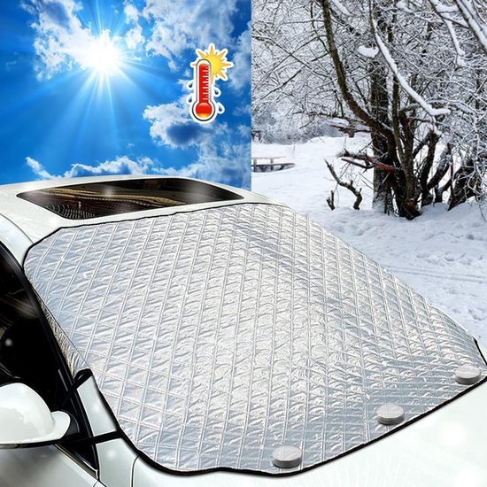 Magnetische voorruitbeschermer, Autohoes voor sneeuwbescherming voorruit, Voorruitvorstbescherming, IJsblokbeschermingshoes - 147L x 116W centimeter van AILLOVCOL